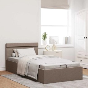 Cama hidráuli. arrumação LED 100x200cm tecido cinza-acastanhado