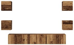 Conjunto de móvel de TV 7 pcs Madeira antiga 60 x 30 x 30 cm