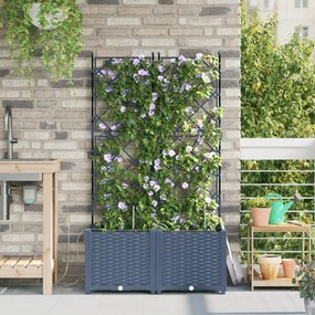 Jardineiras vidaXL com sistema de irrigação por água 2 pcs Cinzento