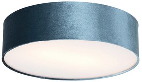 Candeeiro de teto moderno azul 40 cm com interior dourado - Drum Moderno