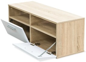 Móvel de TV em aglomerado 95x35x36 cm carvalho e branco