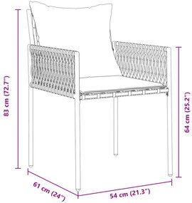 Conjunto de Jantar de Jardim de 5 Peças com Almofadas Marrom em Rattan