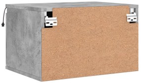 Mesa de cabeceira de parede com luzes LED cinzento cimento