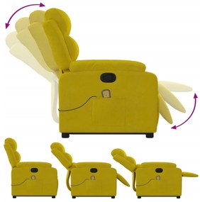 Poltrona elevatória de massagens veludo amarelo