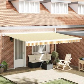 vidaXL Toldo Retrátil Laranja e Branco 450 ×300 cm Tecido e Metal