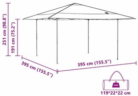 Tenda de Toldo Azul 400 x 400 x 227 / 236 / 245 cm Tecido Oxford