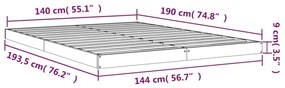 Estrutura de cama 140x190 cm madeira de pinho maciça