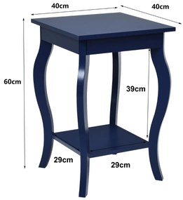 Conjunto de 2 mesas-de-cabeceira com 2 níveis e pernas curvas Mesas de cabeceira para quarto, sala de estar e quarto familiar 40 x 40 x 60 cm Azul