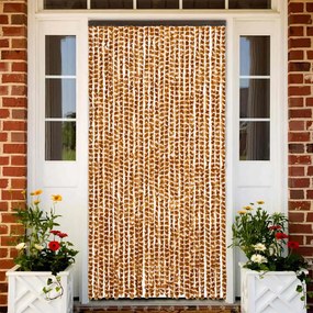 vidaXL Cortina anti-insetos 90x200 cm chenille ocre e branco