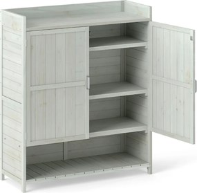 Bancada jardinagem para Exterior 100 x 38 x 118 cm com Armazenamento Armário de Madeira Maciça com Prateleiras Removíveis e 2 Portas Cinza