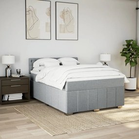 Cama com molas/colchão 160x200 cm tecido cinzento-claro