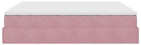 Estrutura de cama otomana com colchão 180x200 cm veludo rosa