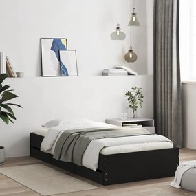 vidaXL Estrutura de cama c/ gavetas 90x200 cm derivados madeira preto