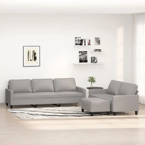 vidaXL 3 pcs conjunto de sofás com almofadões tecido cinzento-claro