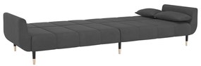 Sofá-cama 2 lugares com duas almofadas veludo cinzento-escuro