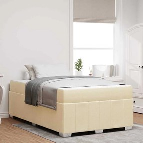 vidaXL Estrutura da Cama com colchão Creme 120 x 200 cm tecido