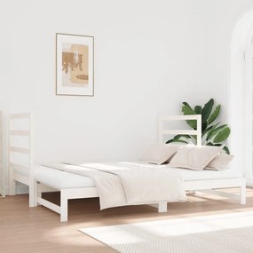 Estrutura sofá-cama de puxar 2x(90x190) cm pinho maciço branco