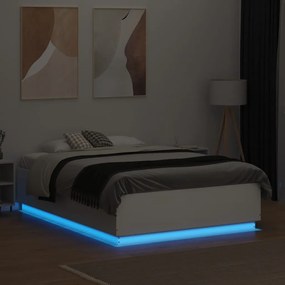 Estrutura cama c/ luzes LED 120x190 cm derivados madeira branco