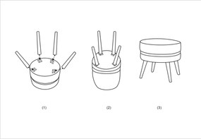 BANCO PARIS Ø 35X40,5 CM CINZA, PRETO E PRATA