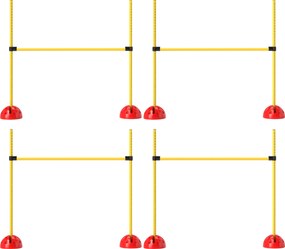 Conjunto de equipamento de agilidade para cães com 4 barreiras de salto ajustáveis em altura, saco de transporte, amarelo e laranja