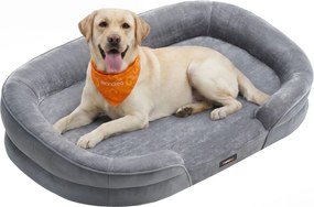Cama ortopédica para cães de tamanho médio, 112 x 81 x 18 cm cinzento claro