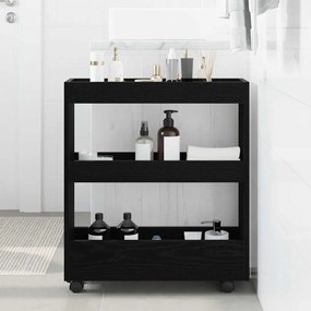 vidaXL Armário de Banheiro Estreito com Rodas Carvalho Preto Madeira Projetada