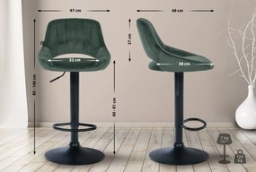 Banco alto Milet em veludo com estrutura preta 85-106 x 47 x 48 cm Verde