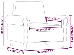 Poltrona 60 cm couro artificial cappuccino