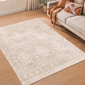 Tapete Boho 140 x 200 cm felpudo bege cappuccino