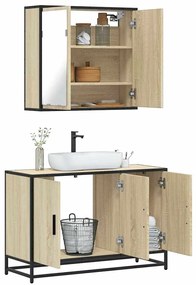 vidaXL 2 pcs conj. móveis casa banho derivados madeira carvalho sonoma