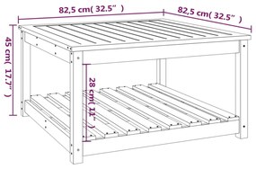 Mesa de jardim 82,5x82,5x45 cm madeira de pinho maciça cinzento