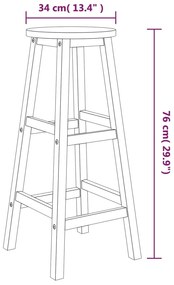 Conjunto de bar 3 pcs madeira de acácia maciça