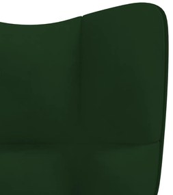 Cadeira de baloiço veludo verde-escuro