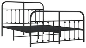 Estrutura de cama com cabeceira e pés 150x200 cm metal preto