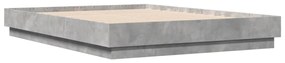 Estrutura de cama com luzes LED 135x190 cm cinzento cimento
