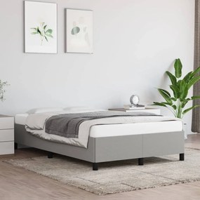 Estrutura de cama sem colchão 120x200 cm tecido cinzento-claro