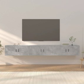 vidaXL Móveis de TV de parede 3 pcs 100x34,5x40 cm cinzento cimento