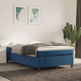 3121112 vidaXL Estrutura de cama com molas 120x200 cm veludo azul-escuro