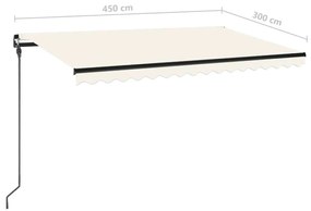 Toldo retrátil manual 450x300 cm cor creme