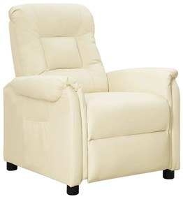 vidaXL Poltrona reclinável couro artificial cor creme
