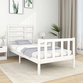 Estrutura de cama solteiro 90x190 cm madeira maciça branco