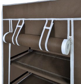 Armario de tecido para sapatos com capa, 58 x 28 x 106 cm, castanho