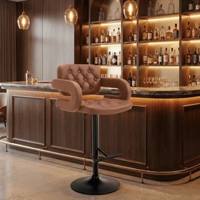 Banco de bar Dublin de couro sintético Castanho