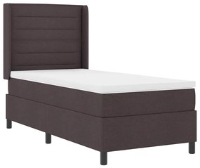 Cama Box com Colchão e LED Castanho Escuro 100x200 cm Tecido