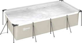Piscina Desmontável Tubular 394,5x208,3x80,5 cm 6075 L Retangular com Estrutura Metálica para 4-6 Pessoas Cinza