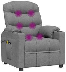 Poltrona de massagens elétrica tecido cinzento-claro