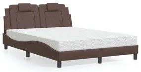 Cama com colchão 140x190 cm couro artificial castanho