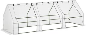 Mini-estufa de jardim, mini-estufa em túnel, 270 L x 90 L x 90 A cm, telhado pontiagudo, aço, PE de alta densidade 140 g/m², proteção anti-UV, janelas