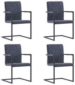 vidaXL Cadeiras de jantar cantilever 4 pcs couro artificial preto