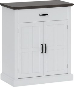 Aparador para Sala de Estar Estilo Rústico com 1 Gaveta Prateleira Ajustável 75,2x40x91,5 cm Branco e Madeira